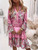 Floral Print Ruffle Hem Dress; Boho Holiday Long Sleeve V-neck Dress; Women's Clothing Floral Print Ruffle Hem Dress; Boho Holiday Long Sleeve V-neck Dress; Women's Clothing