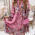 Floral Print Ruffle Hem Dress; Boho Holiday Long Sleeve V-neck Dress; Women's Clothing Floral Print Ruffle Hem Dress; Boho Holiday Long Sleeve V-neck Dress; Women's Clothing