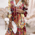 Boho Floral Print Dress; Lace Stitching V Neck Half Sleeve Dress; Women's Clothing