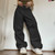 Women Casual Joggers Tech Pants Oversized Solid Low Waist Drawstring Baggy Trousers Y2K Fashion Wide Leg Cargo Pants Streetwear