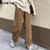 Brown Corduroy Thick Wide Leg Women Pants Warm Trousers Female Oversize Mid Waist Winter Fashion New Loose Casual Pant