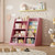 Pink Wooden Toy Storage Organizer Cabinet Kids Bookshelf Children Bookcase Toddler Baby Sling Book Rack Adjustable Shelf for Playroom Bedroom Nursery Hallway School Kindergarten Living Room