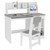 Qaba Kids Desk and Chair Set with Storage, Study Desk with Chair for Children 5-8 Years Old, Gray