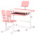 Qaba Kids Desk and Chair Set, Height Adjustable Kids School Study Desk and Chair Set with Tilt Desktop, Storage Drawer & Book Stand for Writing, Reading and Drawing, Pink