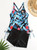 Tropical Print Round Neck Tankini Sets, Drawstring Straps Boxer Short Bottom Two Pieces Swimsuit, Women's Swimwear & Clothing