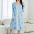 Plus Size Cow Print Long Sleeve Round Neck Nightdress; Women's Plus Slight Stretch Cute Loungewear