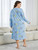 Plus Size Cow Print Long Sleeve Round Neck Nightdress; Women's Plus Slight Stretch Cute Loungewear
