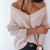 Solid V-neck Women's Sweater Drop Shoulder Long Sleeve knitting Sweaters Woman Loose Fashion Pullover