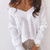 Solid V-neck Women's Sweater Drop Shoulder Long Sleeve knitting Sweaters Woman Loose Fashion Pullover