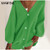 Loose Solid Women's Knitting Cardigan Sweaters Spring Female Cardigans Lantern Sleeve Pearl Button Fashion