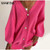 Loose Solid Women's Knitting Cardigan Sweaters Spring Female Cardigans Lantern Sleeve Pearl Button Fashion