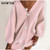 Loose Solid Women's Knitting Cardigan Sweaters Spring Female Cardigans Lantern Sleeve Pearl Button Fashion
