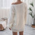 Solid Off Shoulder Knitted Short Women's Sweater Dress Long Lantern Sleeve Loose Dresses