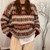 Vintage Plaid O-neck knitting Women Sweater Long Sleeve Sweaters Woman Autumn Winter Fashion Loose Casual Pullover Top