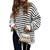 Fall Winter Women's Oversized Long Sleeve Striped Sweater Casual Crewneck Side Split Pullover Knit Tops