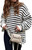 Fall Winter Women's Oversized Long Sleeve Striped Sweater Casual Crewneck Side Split Pullover Knit Tops