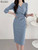 Chic V-Neck Women's Dress - Stylish Knee-Length Bodycon for Work and Casual Wear