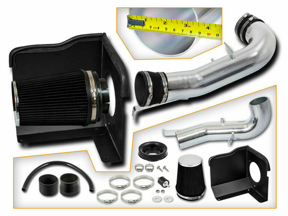 Cold Air Intake Kit for Chevrolet Silverado 1500 (2009-2013) with 4.8L / 5.3L / 6.0L / 6.2L  V8 Engine Chrome Black