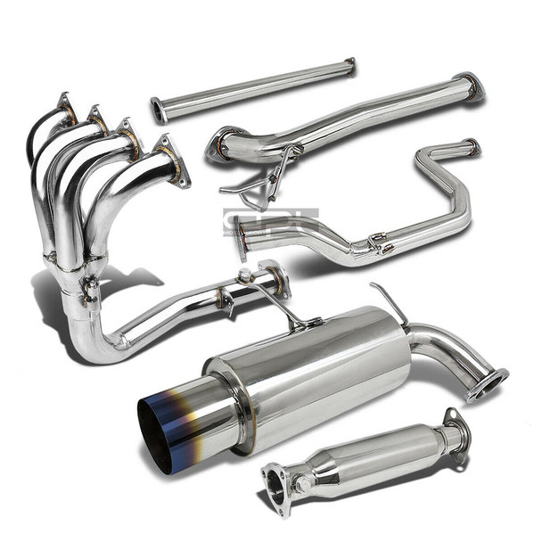 Cat-Back Muffler With Burnt Tip for Acura Integra (1992-1993) 4.5" 4-1 Header+Piping Exhaust