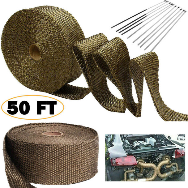 50 Ft Thermal Wrapping Golden Heat Tape for Exhaust Manifold Header