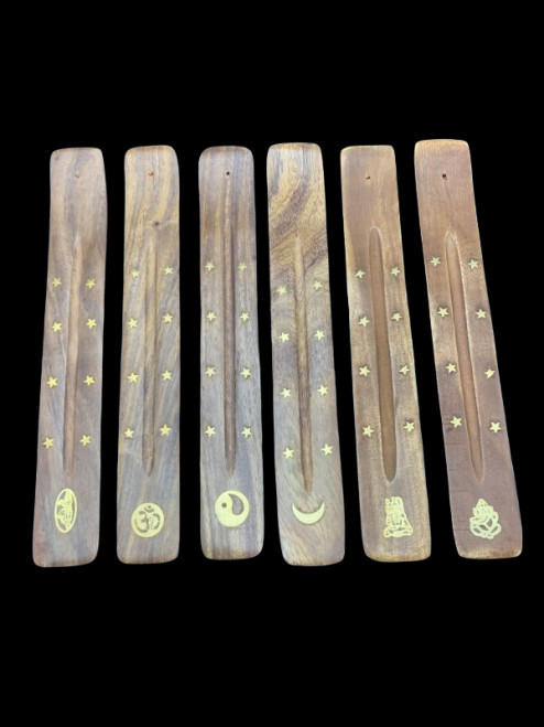 MIXED SYMBOLS WOOD INCENSE HOLDERS IN122