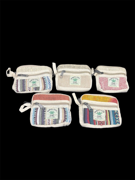 WHITE AND STRIPES HEMP POUCH PB68