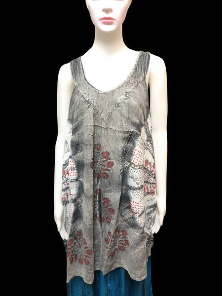 FLOWER DESIGN SHIRT WITH STRAPS HGI70