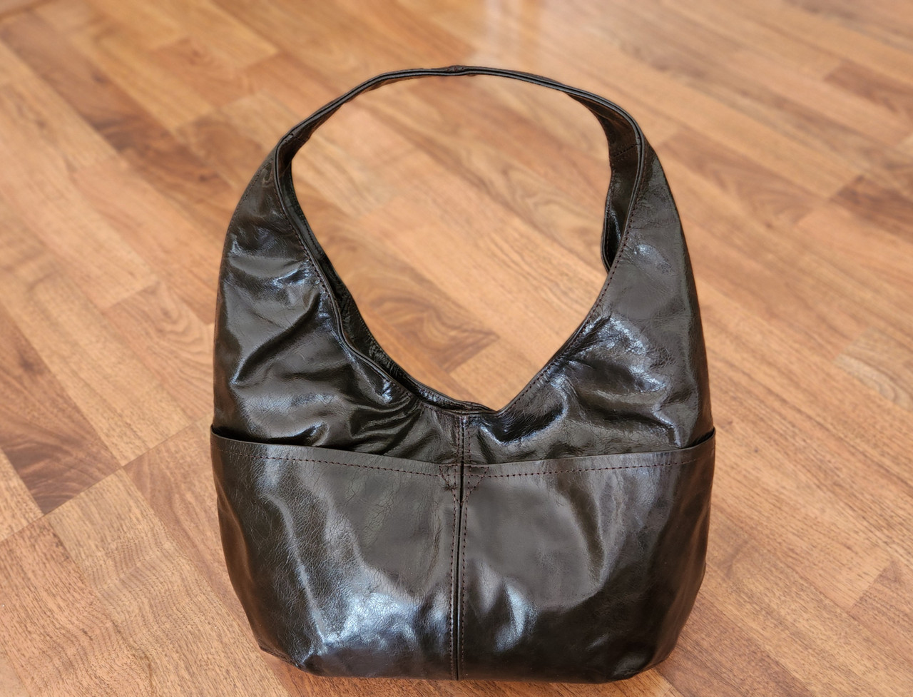 Original Leather Bag in Hobo Style, Vintage Leather Handbag, Alyna