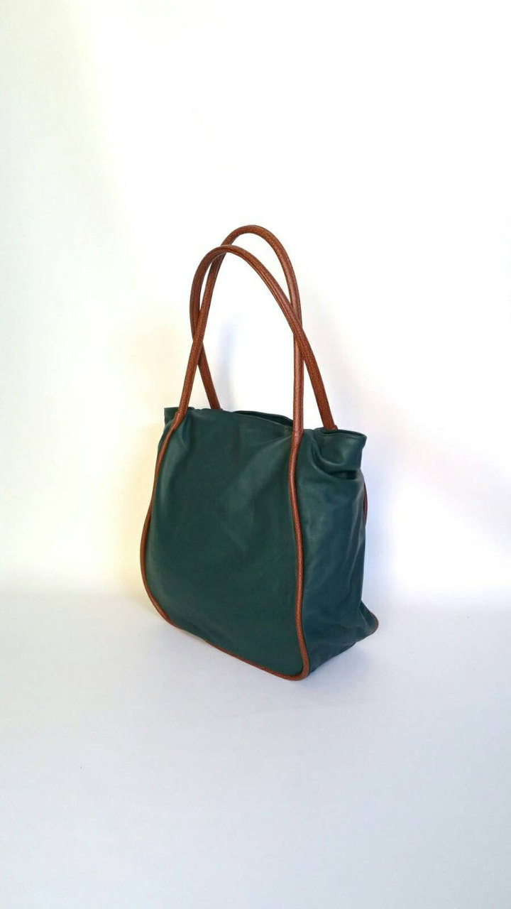 Green Leather Bag Purse, Everyday Handbag, Janeth - Fgalaze Genuine ...