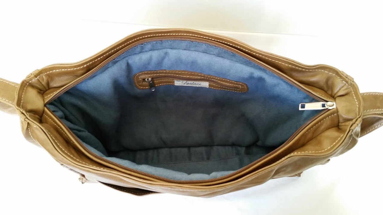 Distressed Leather Cross body Purse Bag, fit iPad, Handmade Handbags ...
