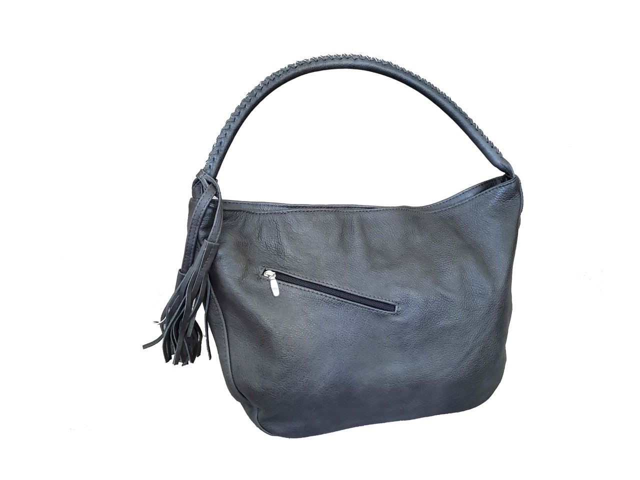 Dark Gray Leather Purse, Casual Shoulder Bag, Handbag, Sofia