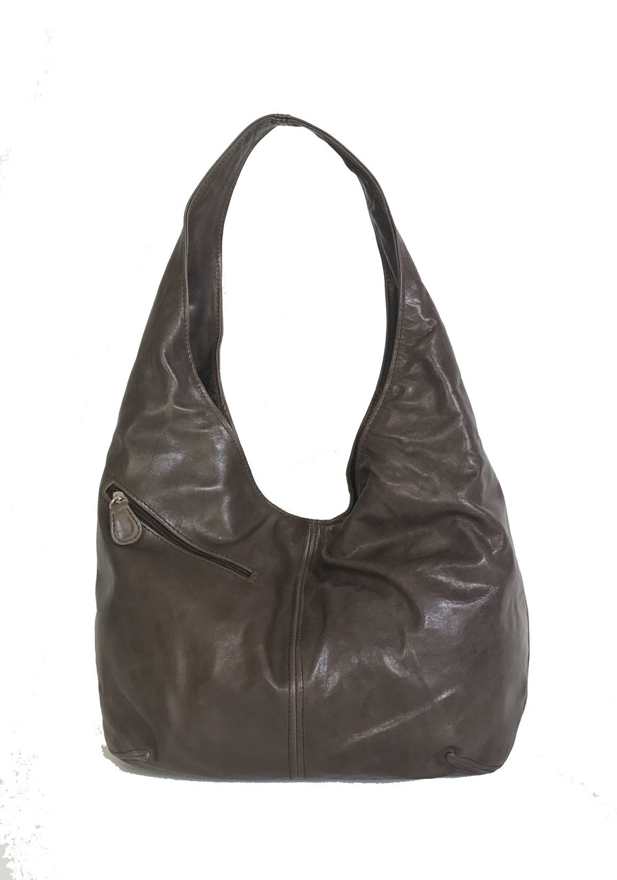 Brown Leather Slouchy Hobo Bag