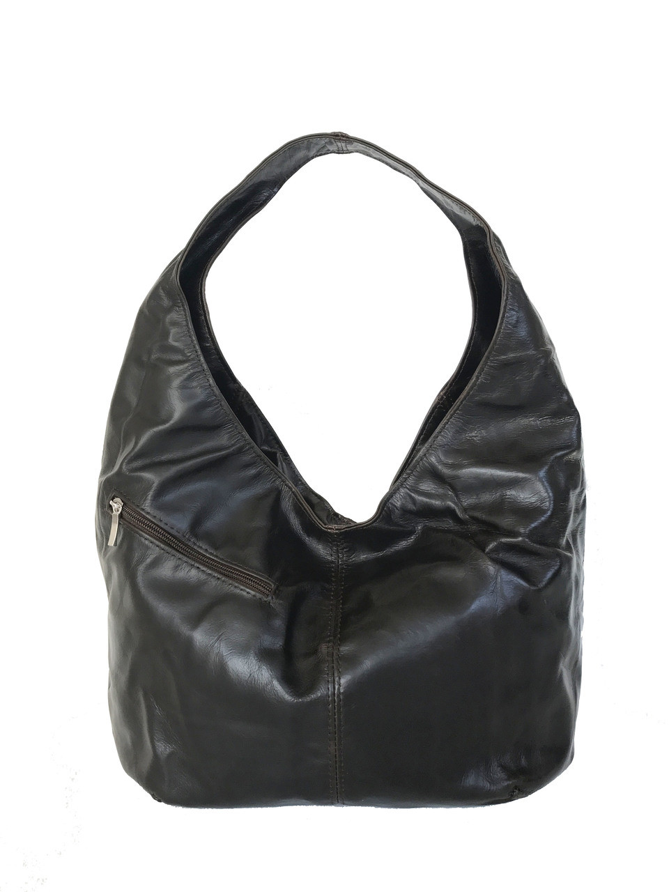Distressed Leather Hobo Bag w/ Pockets, Trendy Classic Bags, Vintage ...