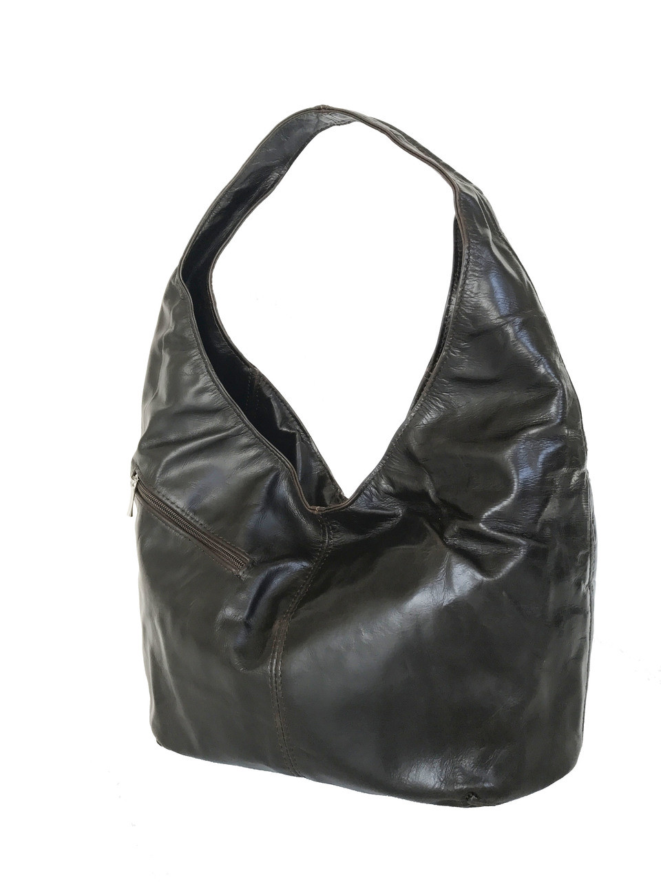 Distressed Leather Hobo Bag w/ Pockets, Trendy Classic Bags, Vintage