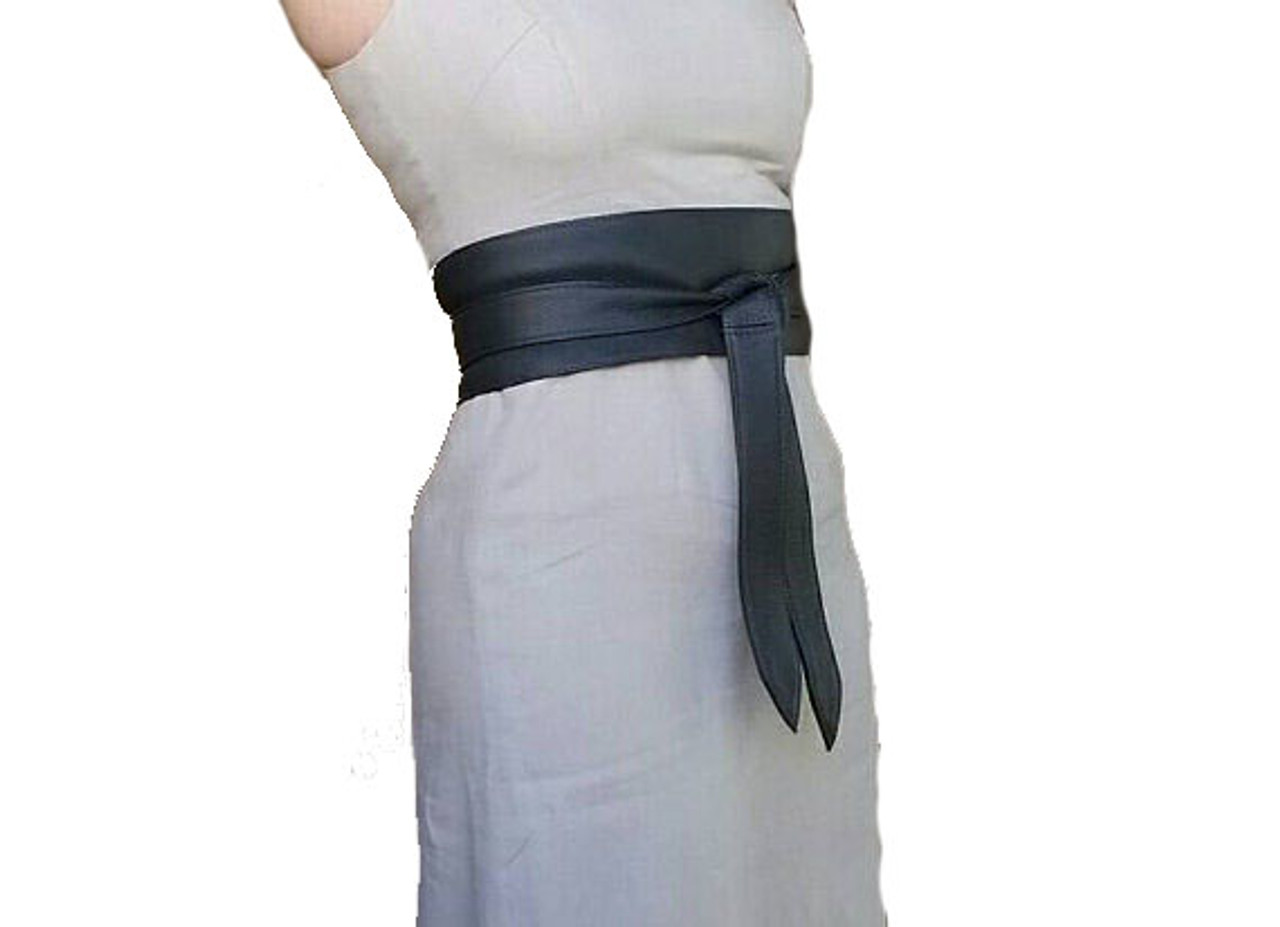 Gray Leather Obi Belt, Fashion Wide Wrap Women Tie Belts, Dean ...