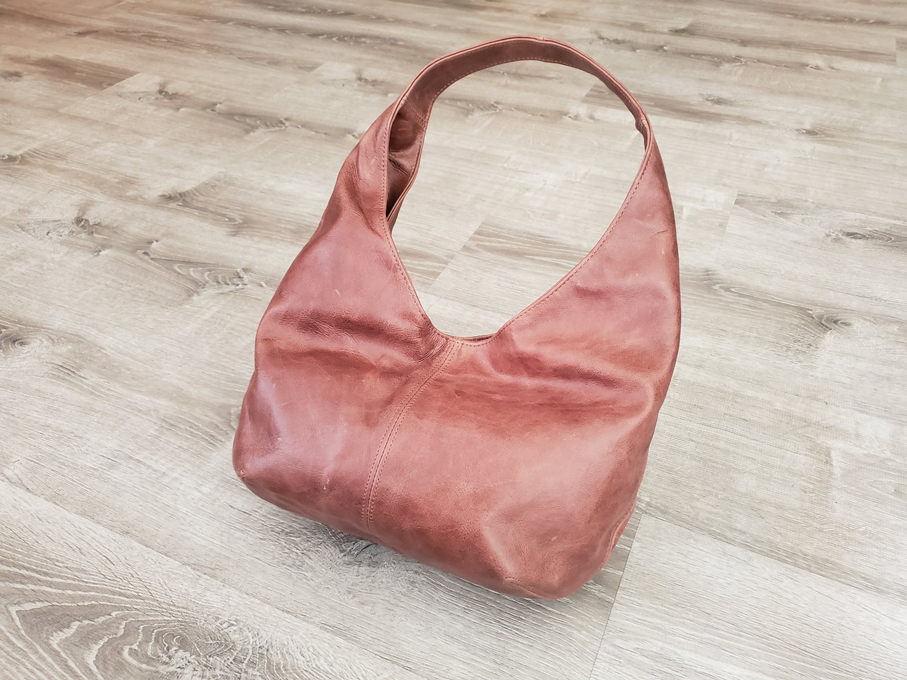 Distressed Brown Leather Hobo Bag, Classic Everyday Bags for Women