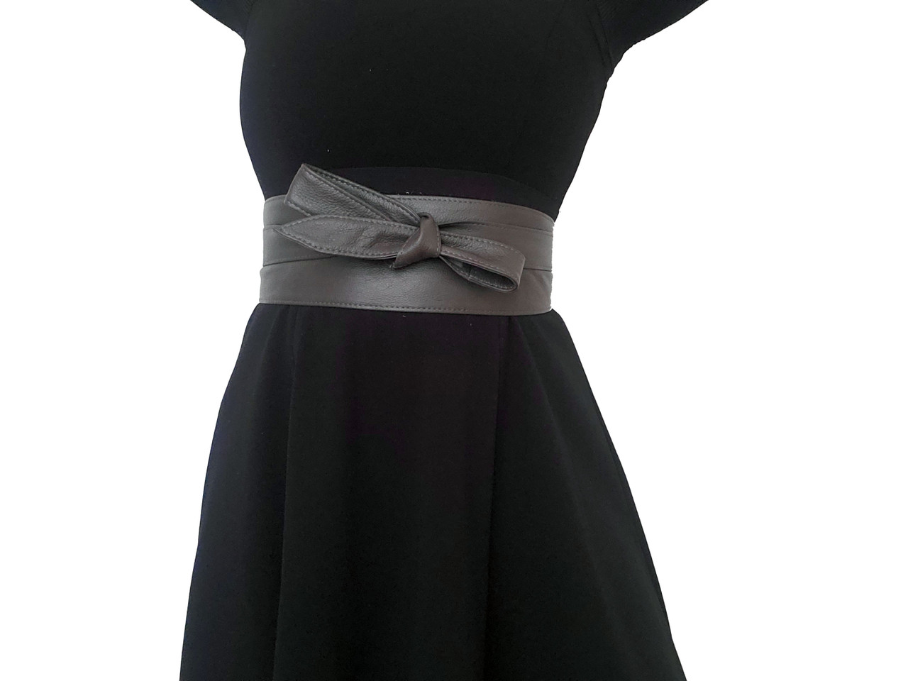 Stunning Wide Wrap Leather Obi Belt, Fashionable Casual Dress