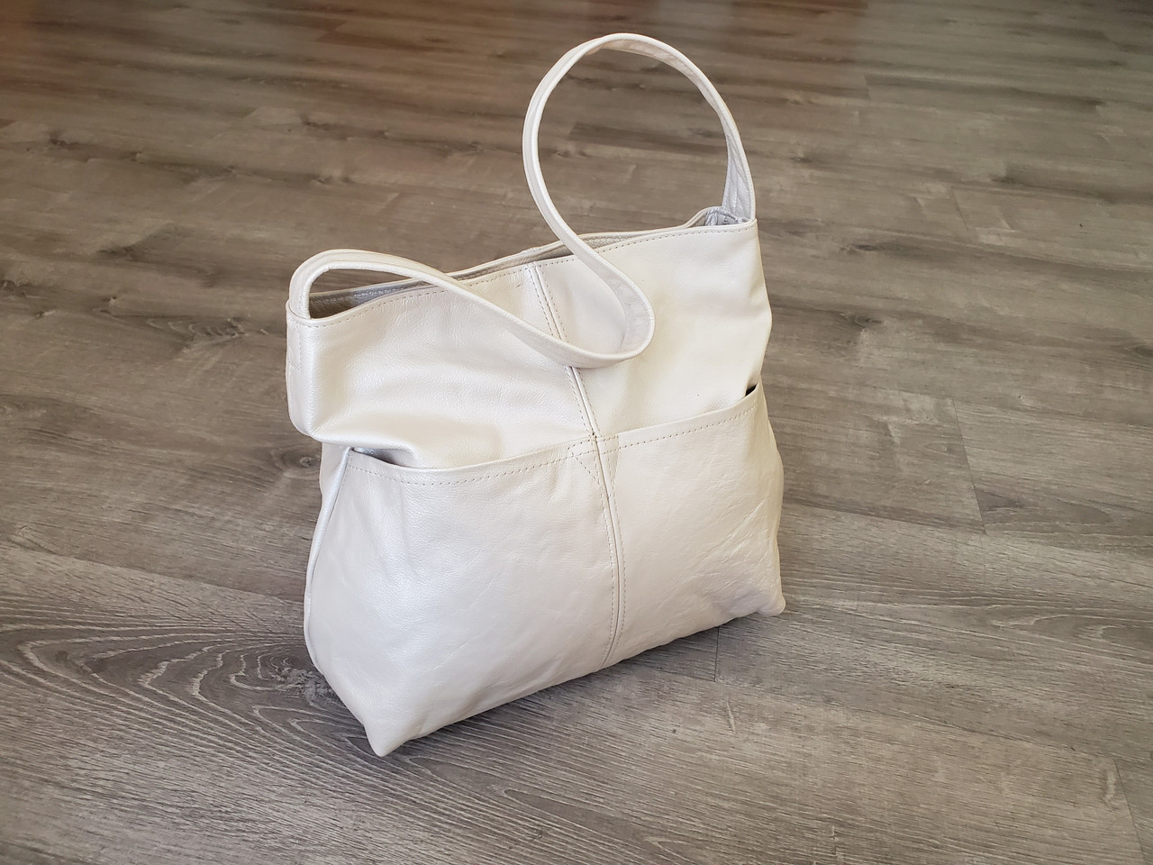 Pure Leather Plain Hobo Bag