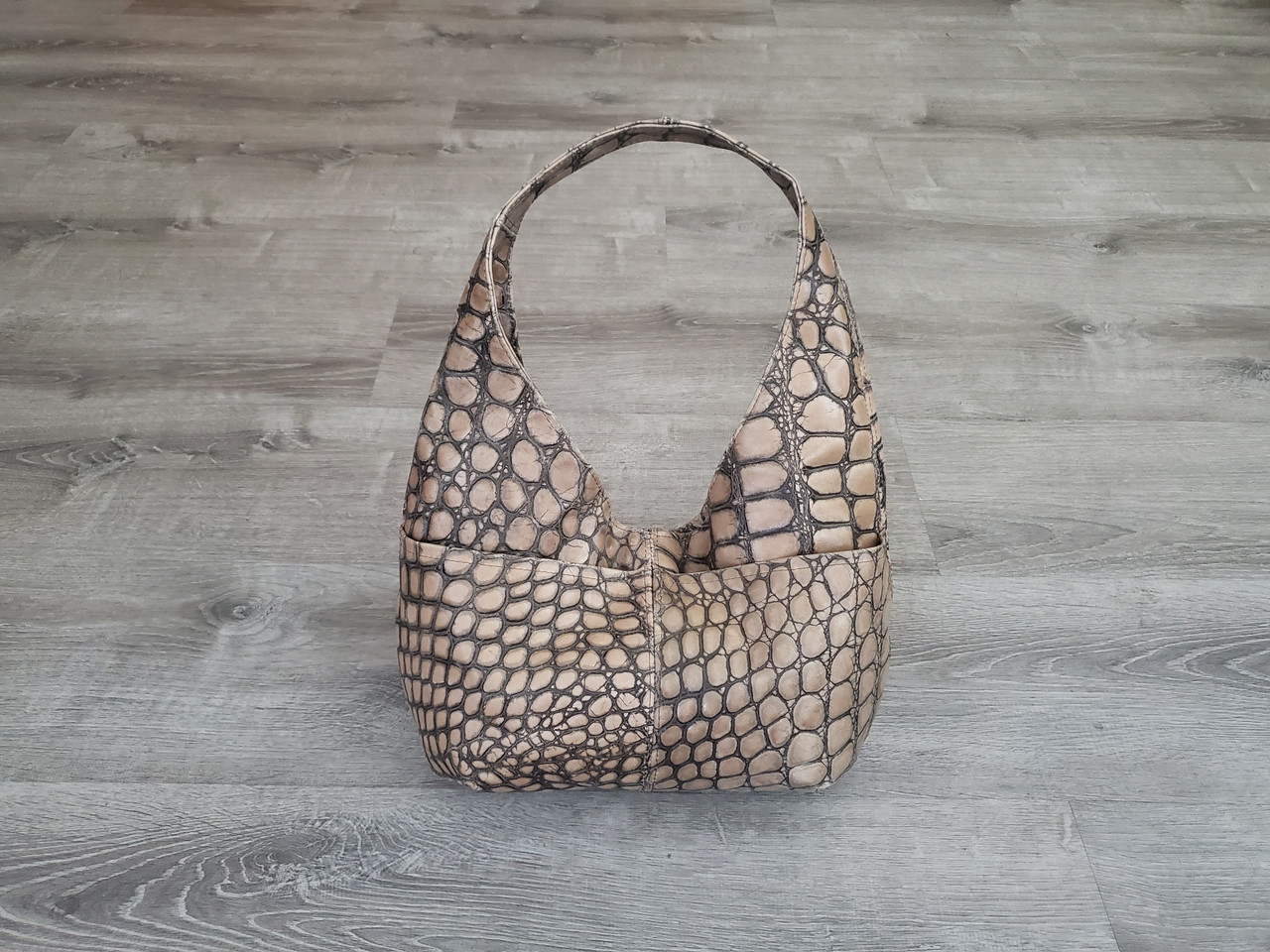 Retro Leather Bag in Original Embossed Style, Alyna Fgalaze - Main Image
