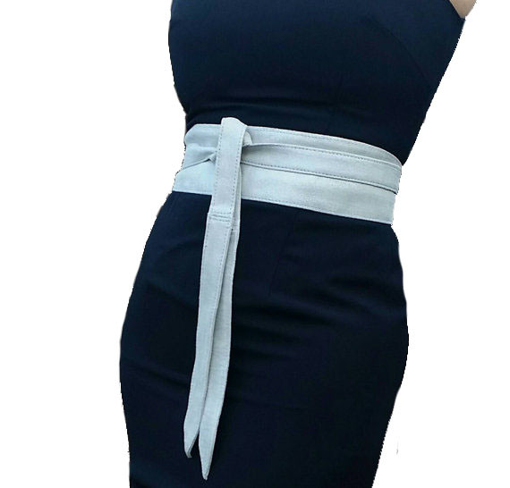 Suede Leather Obi Belt Wide Wrap Belts Women's tie belts Wedding Wraparound Unique Belts