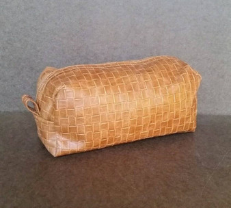 Unique Brown Tan Textured Leather Make UP or Toiletry Bag, Men's Gifts