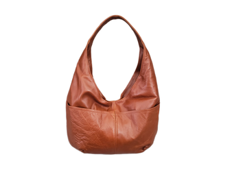 Whiskey brown leather hobo bag