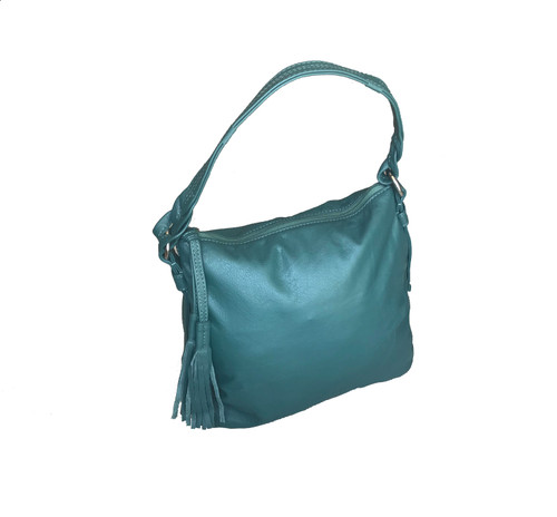 Green Leather Bag, Classic Hobo Purse, Casual Handbag, Anabella