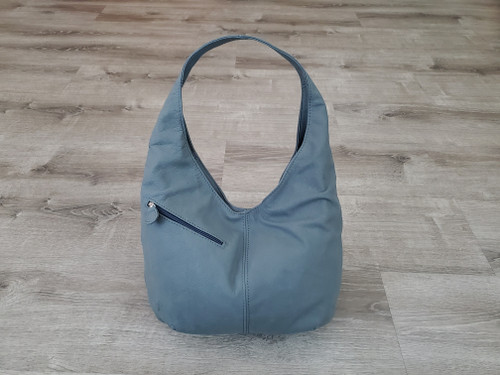 Gray leather hobo bag



