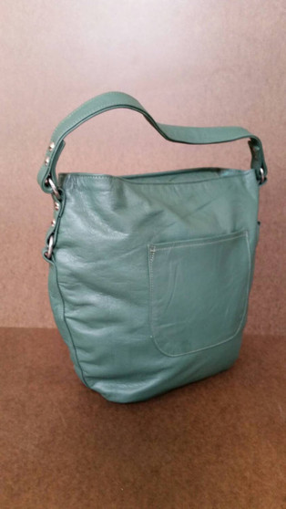 Green leather hobo bag