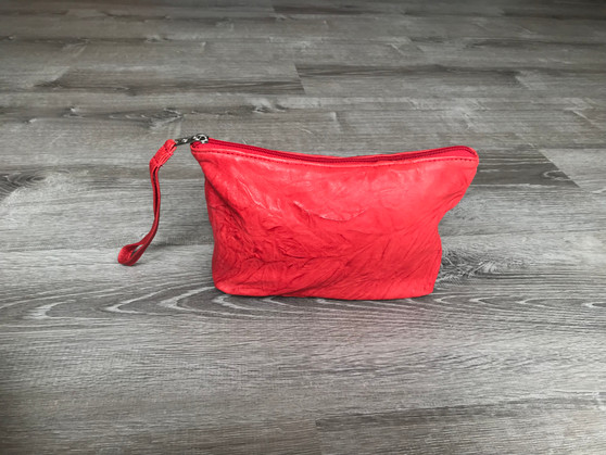 Red leather handbag 