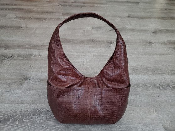 Whiskey brown embossed leather hobo bag