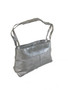 Silver Leather Shoulder Purse, Evening Stylish Handbag, Ivanna