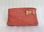 Coral Leather Clutch Handbag, Fashion Purse w/ Bow, Ivanka