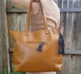 Mustard Leather Tote Bag,  Large Handbag, Carryall  Shoulder Handbag , Streetstyle, Jenny